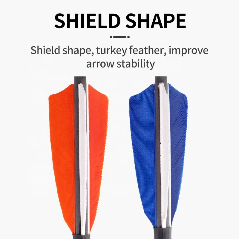Dark Slate Blue SPG 85cm Carbon Arrows | 400–600 Spine Turkey Feather Target Arrows SPG