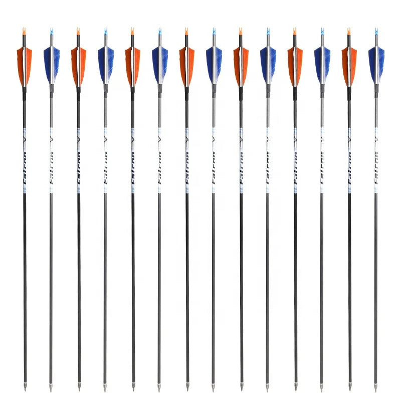 Light Gray SPG 85cm Carbon Arrows | 400–600 Spine Turkey Feather Target Arrows SPG