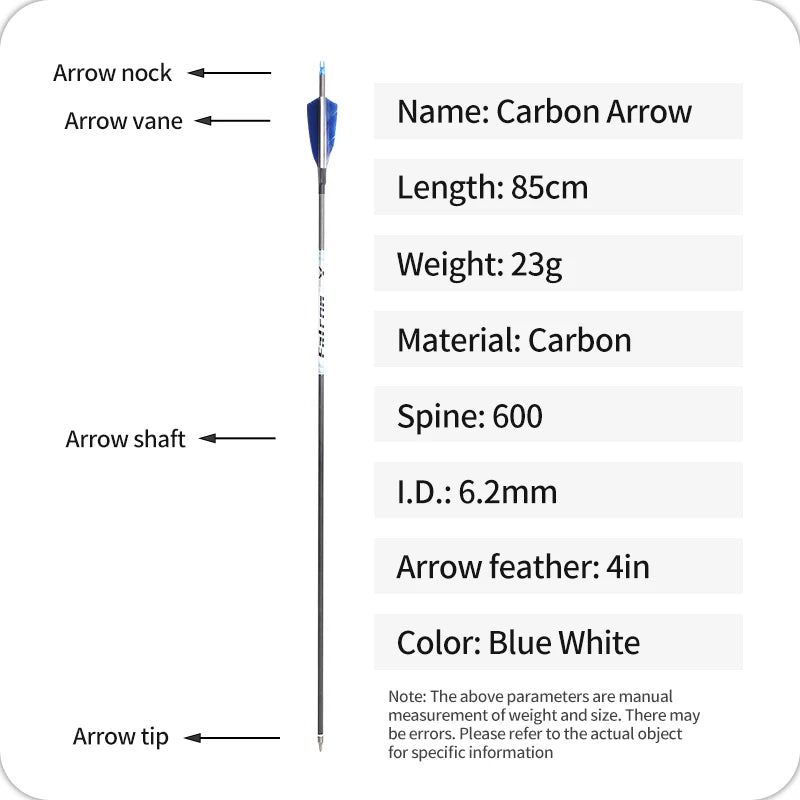 White Smoke SPG 85cm Carbon Arrows | 400–600 Spine Turkey Feather Target Arrows SPG