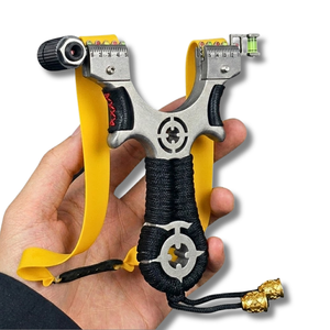 White Smoke Bullseye Compact Alloy Slingshot | Anti-Slip Rope Handle for Outdoor Practice & Educational Use MARKSMAN