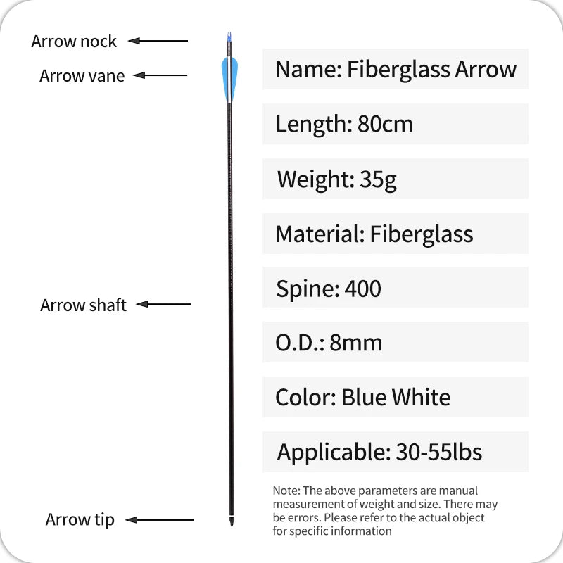 SPG 8mm Fiberglass Arrow Spine 400 – Durable Target Practice Arrow