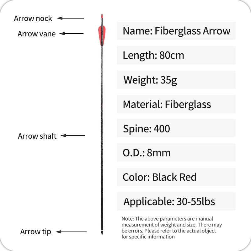 SPG 8mm Fiberglass Arrow Spine 400 – Durable Target Practice Arrow