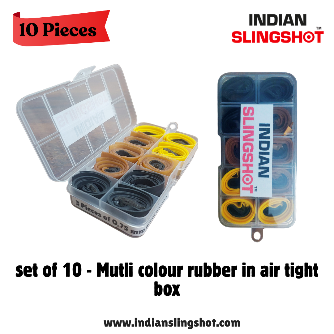 Gray 10-Pack High-Quality Slingshot Catapult Accessories | Replacement Flat Bands | 20CM Length | 0.75MM / 0.76MM / 1MM Thickness | High Elastic Natural Latex INDIAN SLINGSHOT