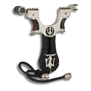 White Smoke Trident Alloy Slingshot with 0.75mm Rubber Band Set & 250 Mud Balls MARKSMAN