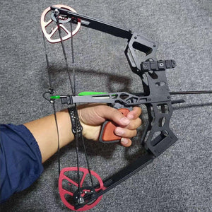 Dim Gray ARMOR PIERCING COMPOSITE Pulley Bow – Compact Stainless Steel Build for Outdoor Fishing Use (35 lbs) INDIAN SLINGSHOT