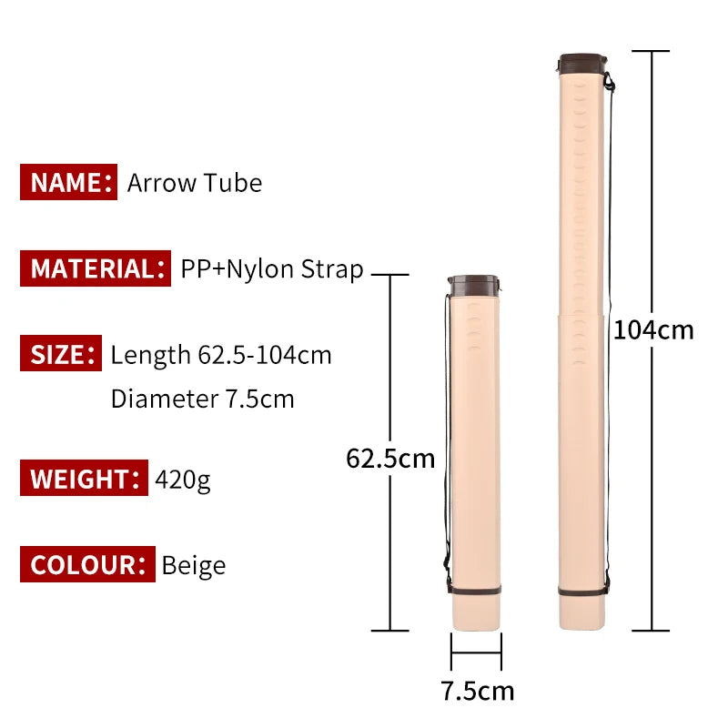 Peach Puff SPG Adjustable Arrow Tube | Portable PP Archery Quiver with Nylon Strap SPG
