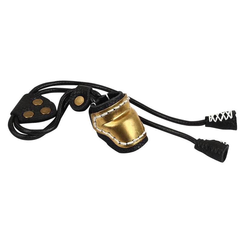 Tan SPG Adjustable Brass Thumb Ring with Leather Strap | Archery Protector SPG