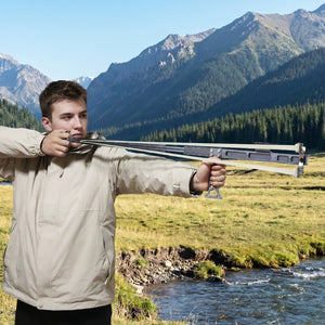 Light Blue AeroRail Aluminum Alloy Slingshot Rifle Adjustable Outdoor Precision Accessory with Sight MARKSMAN