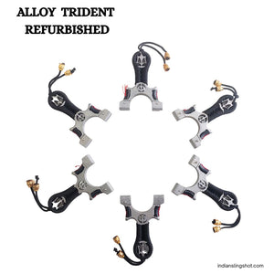 White Smoke Alloy Trident Refurbished Slingshot | 5 Rubber Bands MARKSMAN