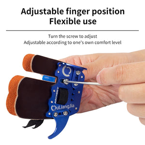 Midnight Blue SPG Finger Tab – Leather &amp; Aluminum Archery Finger Protector for Recurve Bow SPG