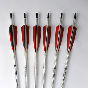 Gray Elong X75 Aviation Aluminum Arrow 7075-T6 Spine 500 with True Feather for Recurve & Compound Bow INDIAN SLINGSHOT