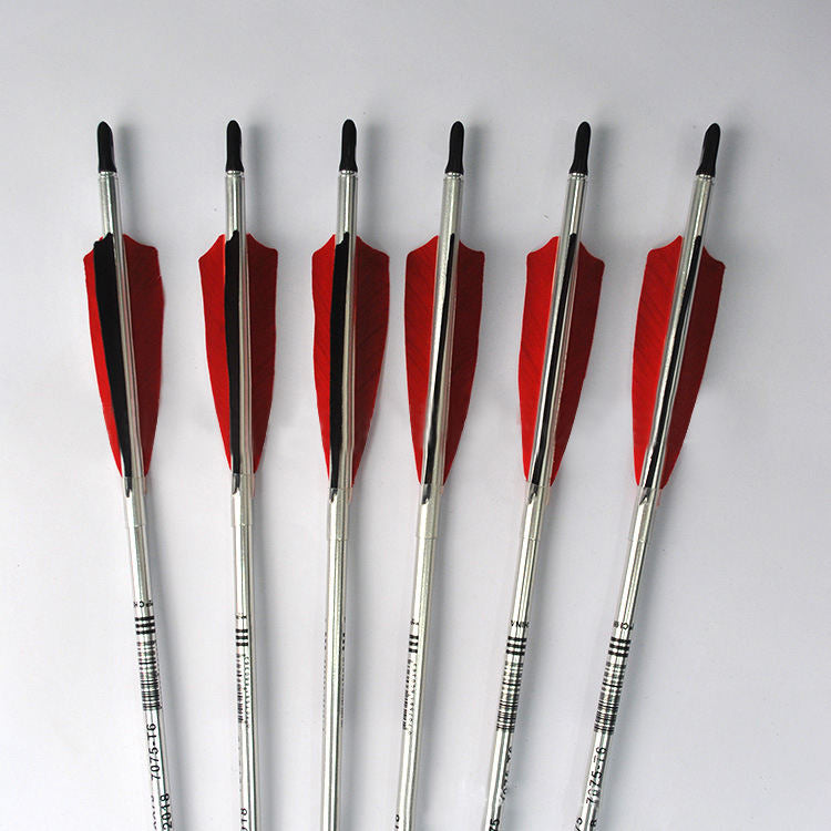 Gray Elong X75 Aviation Aluminum Arrow 7075-T6 Spine 500 with True Feather for Recurve & Compound Bow INDIAN SLINGSHOT