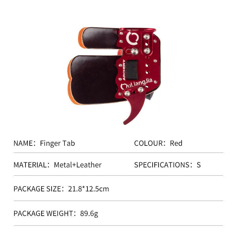 Black SPG Finger Tab – Leather &amp; Aluminum Archery Finger Protector for Recurve Bow SPG