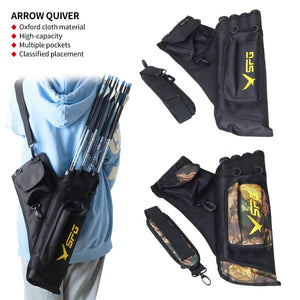 Dark Slate Gray SPG JN220 Archery Arrow Quiver – 4 Tube Hip Quiver with Pockets SPG