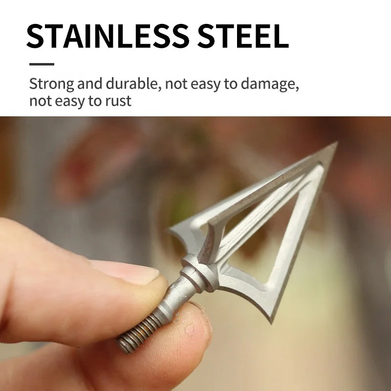 Dim Gray Stainless Steel 3-Blade Broadhead 100 Grain – Archery Arrow Tip SPG