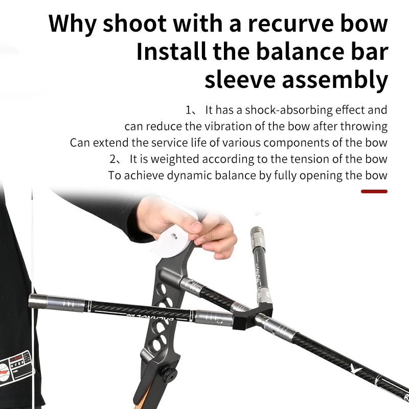Light Gray SPG Archery Carbon Fiber Balance Bar Set – Recurve Bow Stabilizer Kit with 30”, 12”, 5” Bars &amp; 40° V-Bar SPG