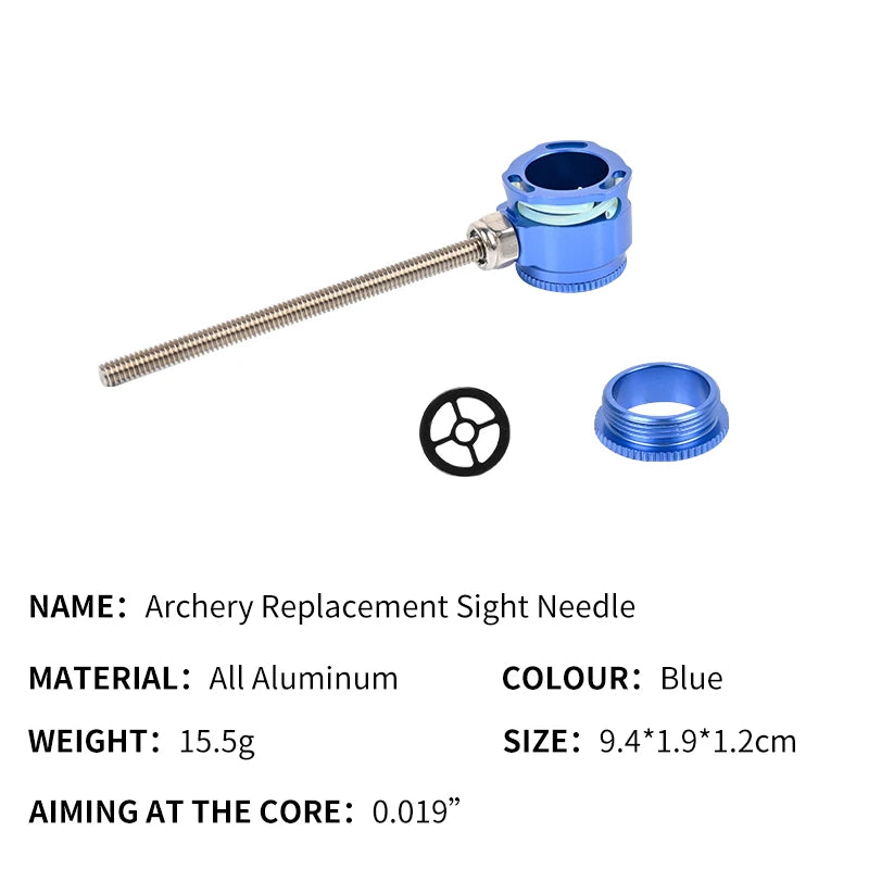 Cornflower Blue SPG Archery Aluminum Recurve Bow Sight Head – Single Pin with Installable Lens SPG
