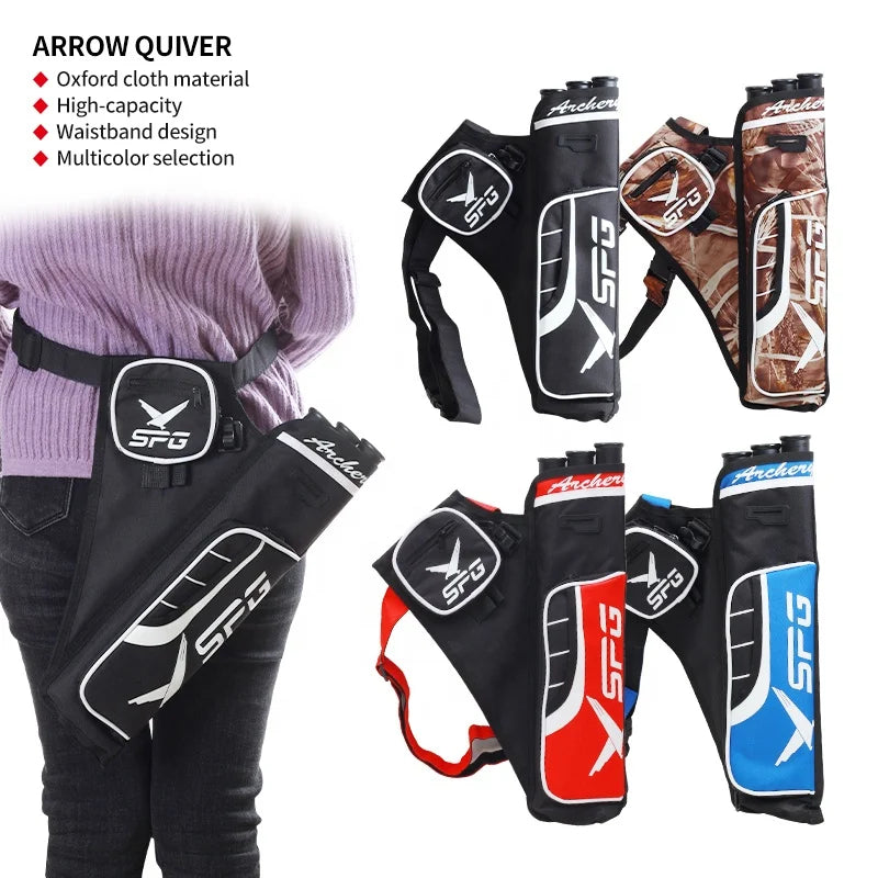 Gray SPG Arrow Quiver – 3 Tubes Archery Hip Quiver with Adjustable Belt SPG