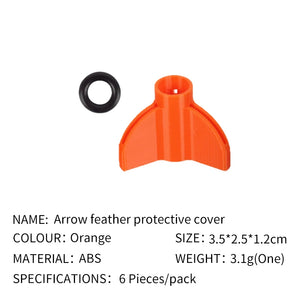 Black SPG Archery Arrow Feather Protective Cover – Portable ABS Feather Protector (6 Pack) SPG