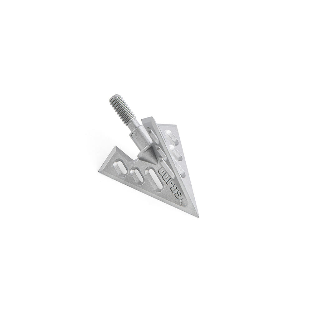 White Smoke S2/ S3 3-Blade Broadheads 100 Grain Aluminum Alloy Arrowheads for Compound Bow Archery Arrows (Pack of 2) MARKSMAN