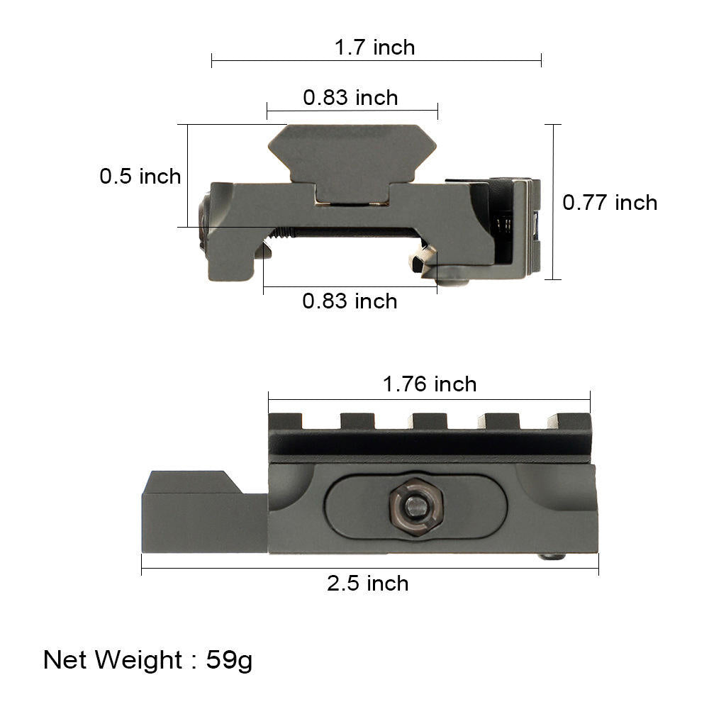 White Smoke RAILSTACK AutoLock Quick Release Riser Mount – Aluminum Alloy, 3 Height Options MARKSMAN
