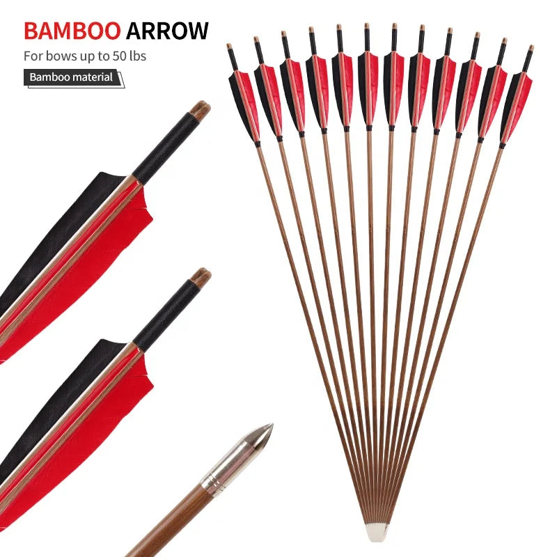 Sienna SPG Bamboo Arrow – 8mm Turkey Feather Handmade Archery Arrows SPG
