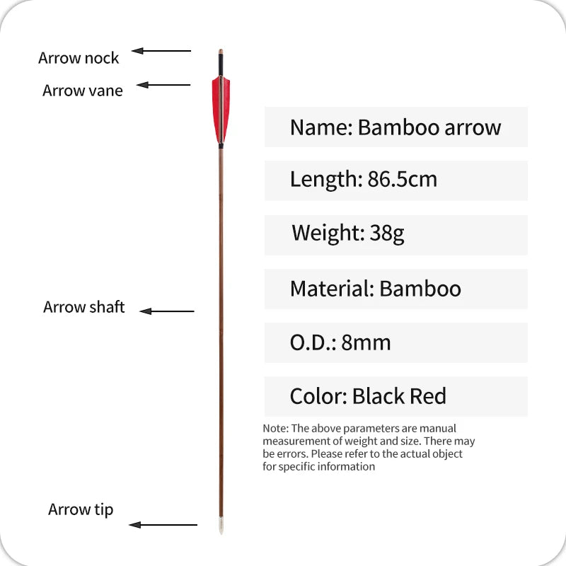 White Smoke SPG Bamboo Arrow – 8mm Turkey Feather Handmade Archery Arrows SPG
