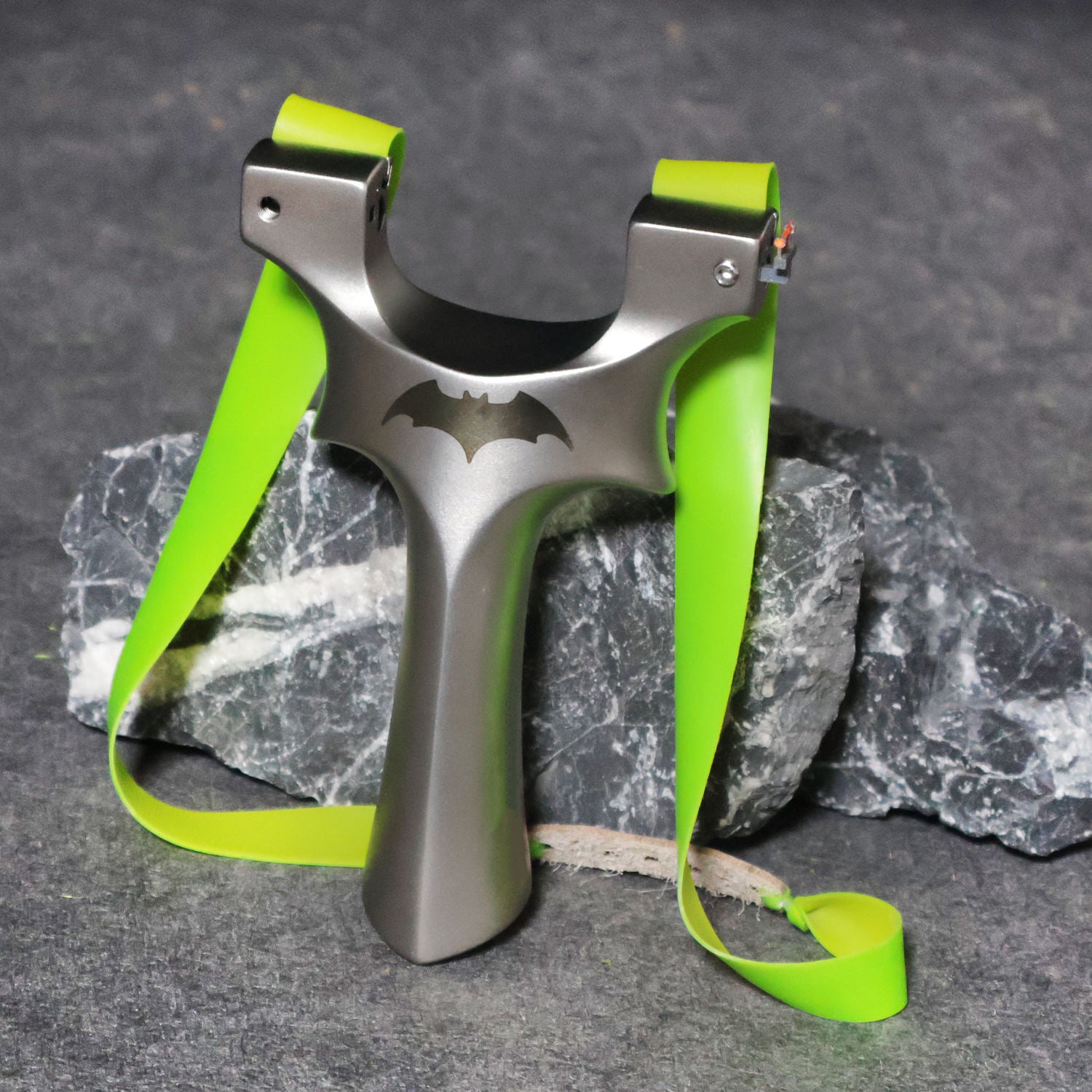 Dim Gray BatCore Stainless Steel Slingshot MARKSMAN