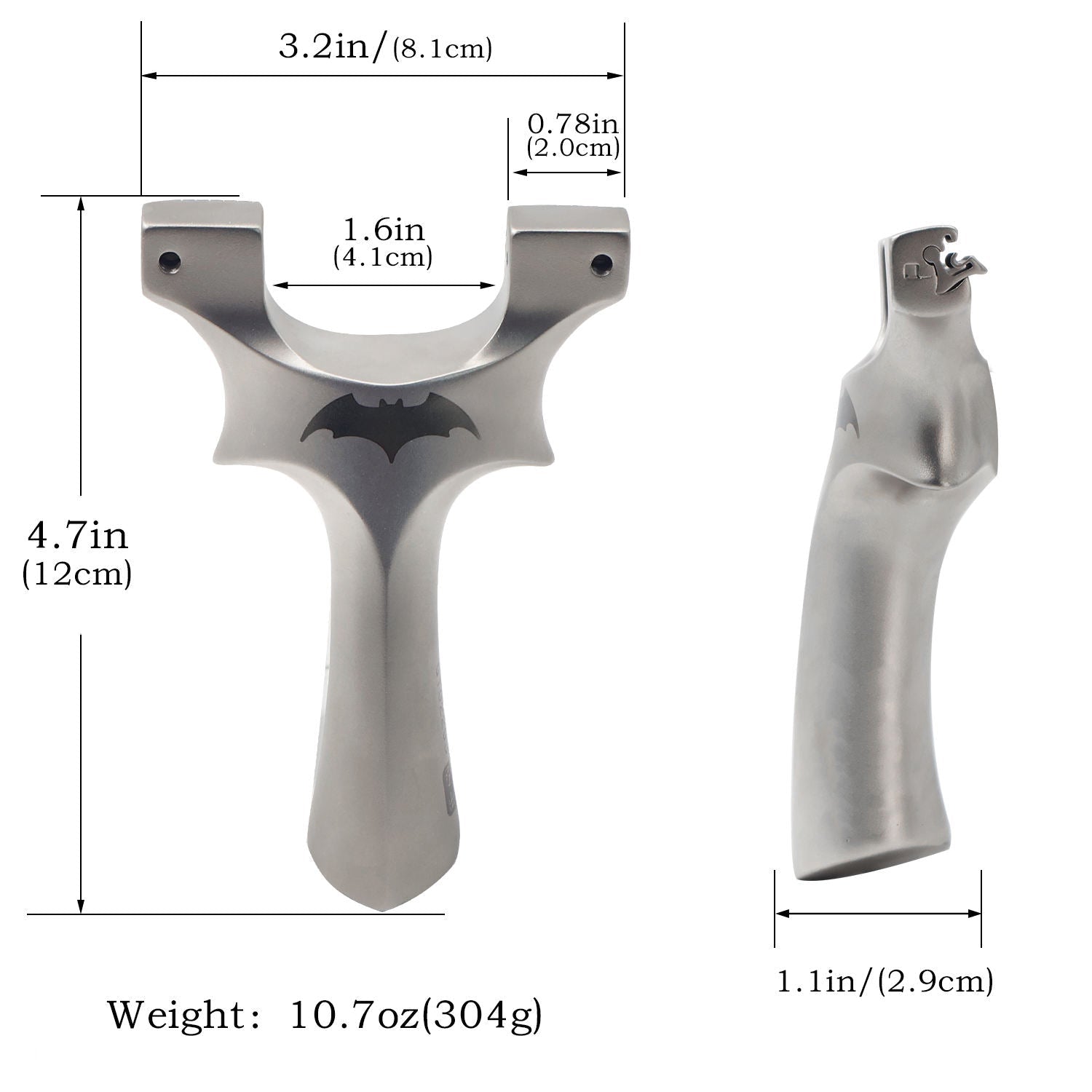 Dark Gray BatCore Stainless Steel Slingshot MARKSMAN