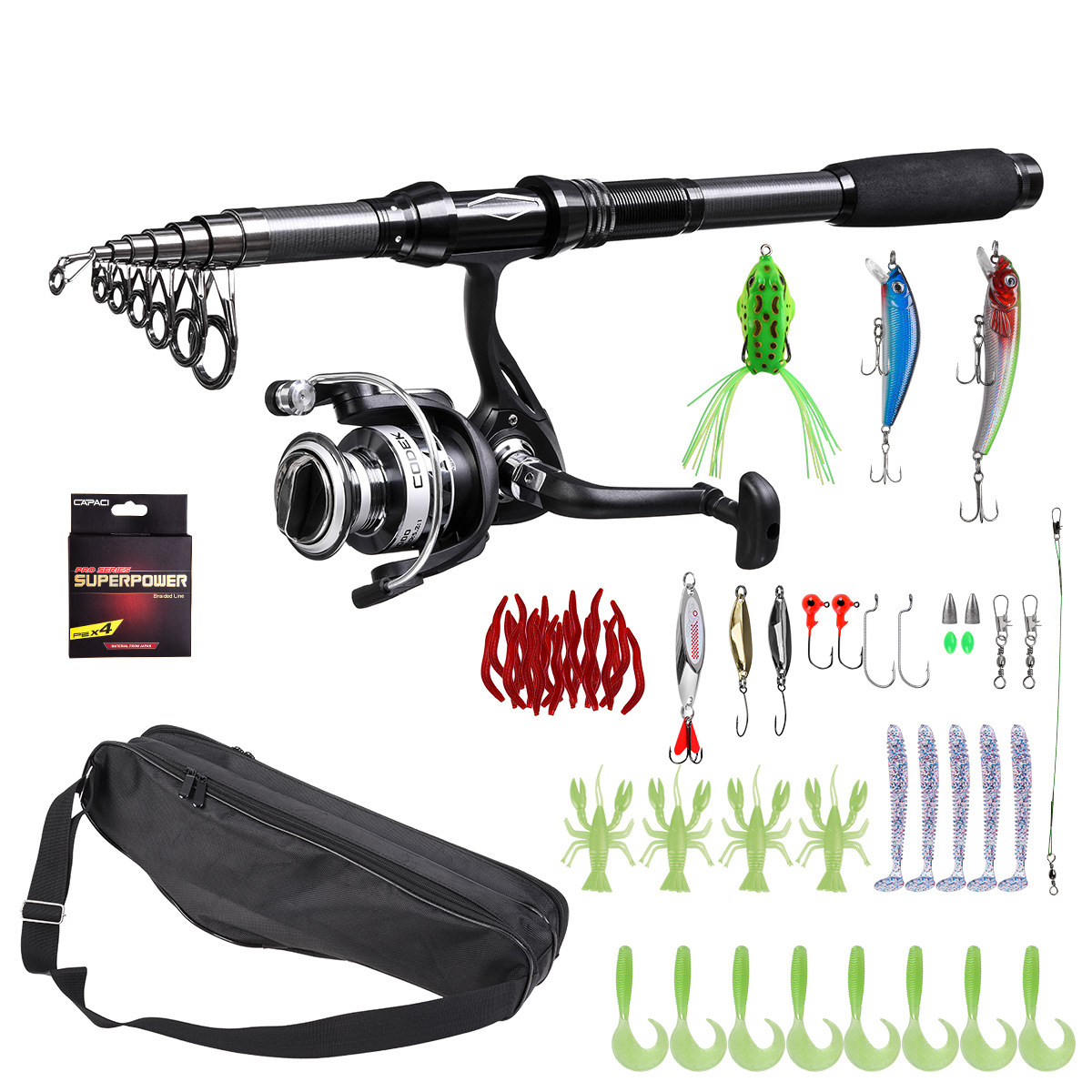 Light Gray Black Fishing Rod Luya Fishing Tackle Fishing Kit INDIAN SLINGSHOT
