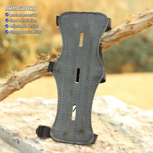 Dark Khaki SPG Black Leather Arm Guard – Adjustable Forearm Protector SPG