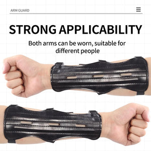 Gray SPG Black Leather Arm Guard – Adjustable Forearm Protector SPG