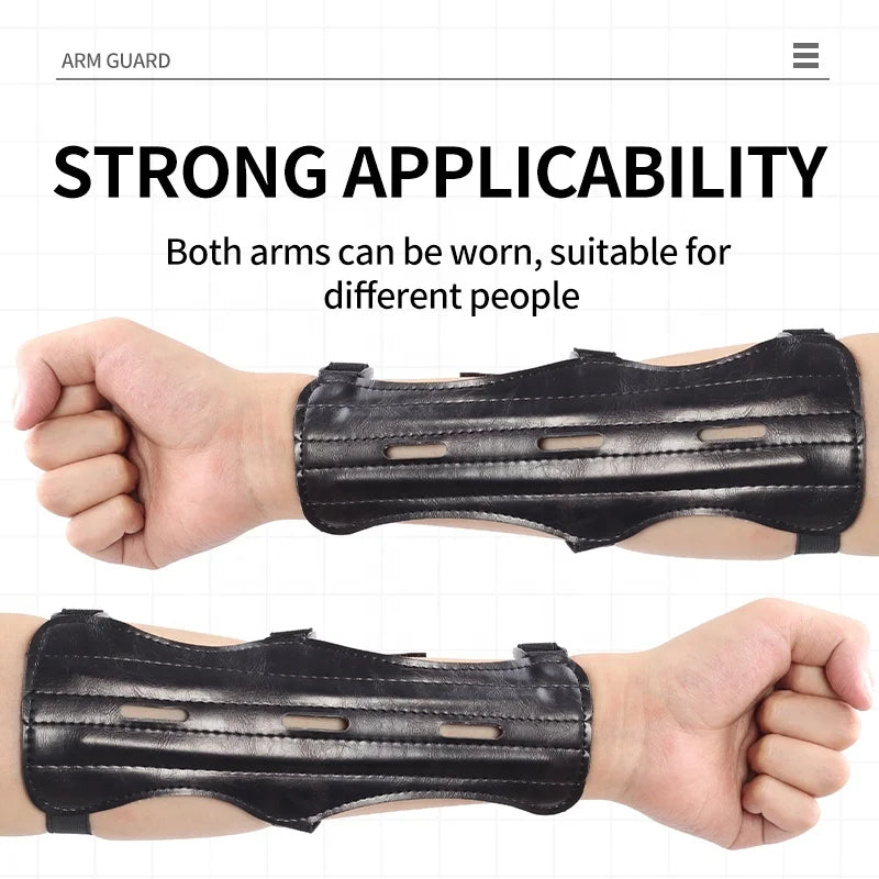 Gray SPG Black Leather Arm Guard – Adjustable Forearm Protector SPG