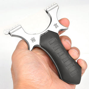 White Smoke Blackcore Grip Alloy Slingshot – Ergonomic Handle Outdoor Recreational Slingshot INDIAN SLINGSHOT