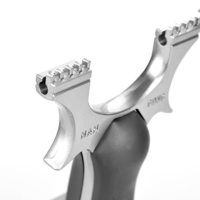 White Smoke Blackcore Grip Alloy Slingshot – Ergonomic Handle Outdoor Recreational Slingshot INDIAN SLINGSHOT