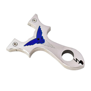 White Smoke MirrorSteel Blue Crest Slingshot – Stainless Steel Frame with Polished Silver Finish INDIAN SLINGSHOT