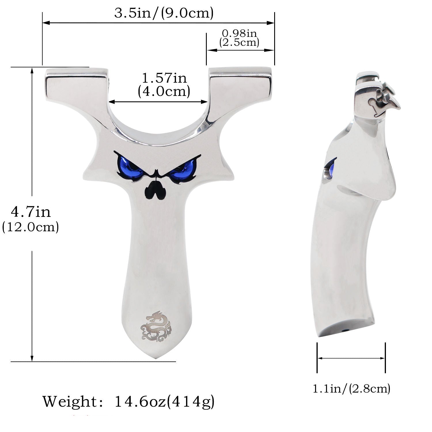 Light Gray BlueFang Stainless Steel Slingshot MARKSMAN