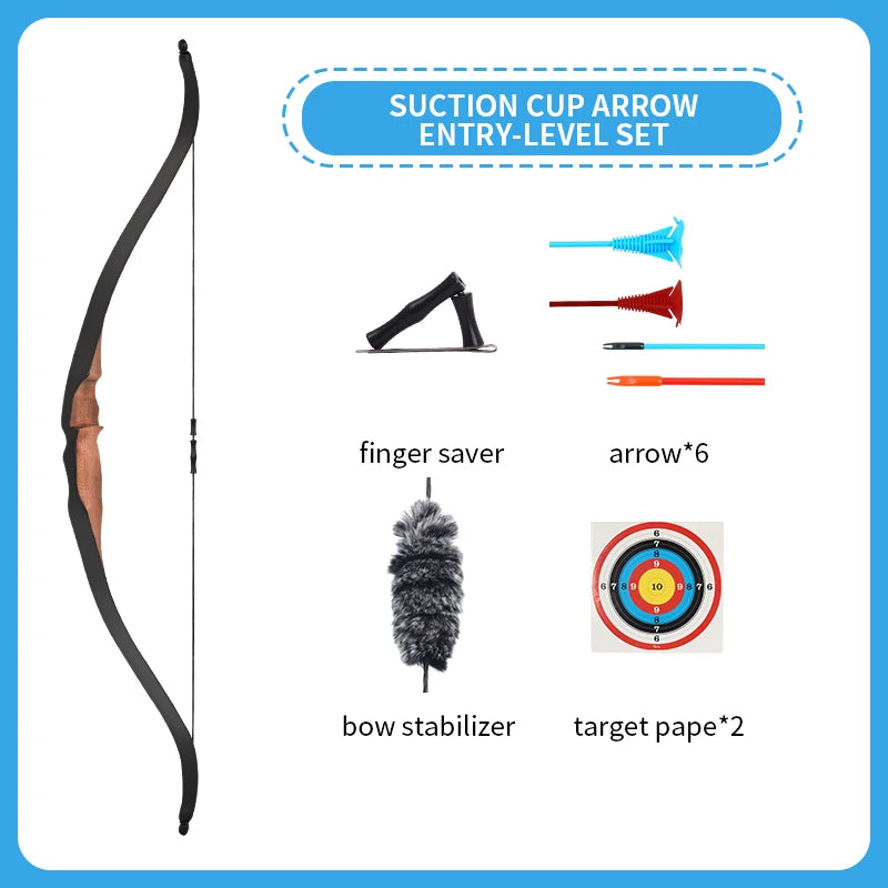 Dodger Blue SPG Youth Traditional Wooden Recurve Bow – 10 LBS Beginner Archery Set SPG