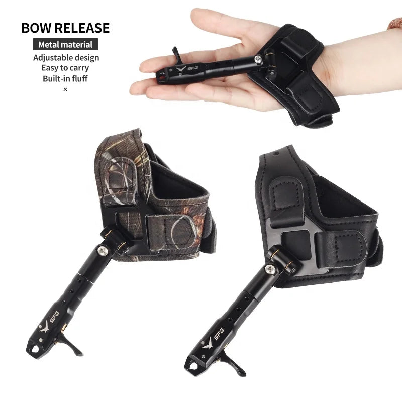 SPG Bow Release Wrist Strap – 360° Rotating Trigger | Metal Leather