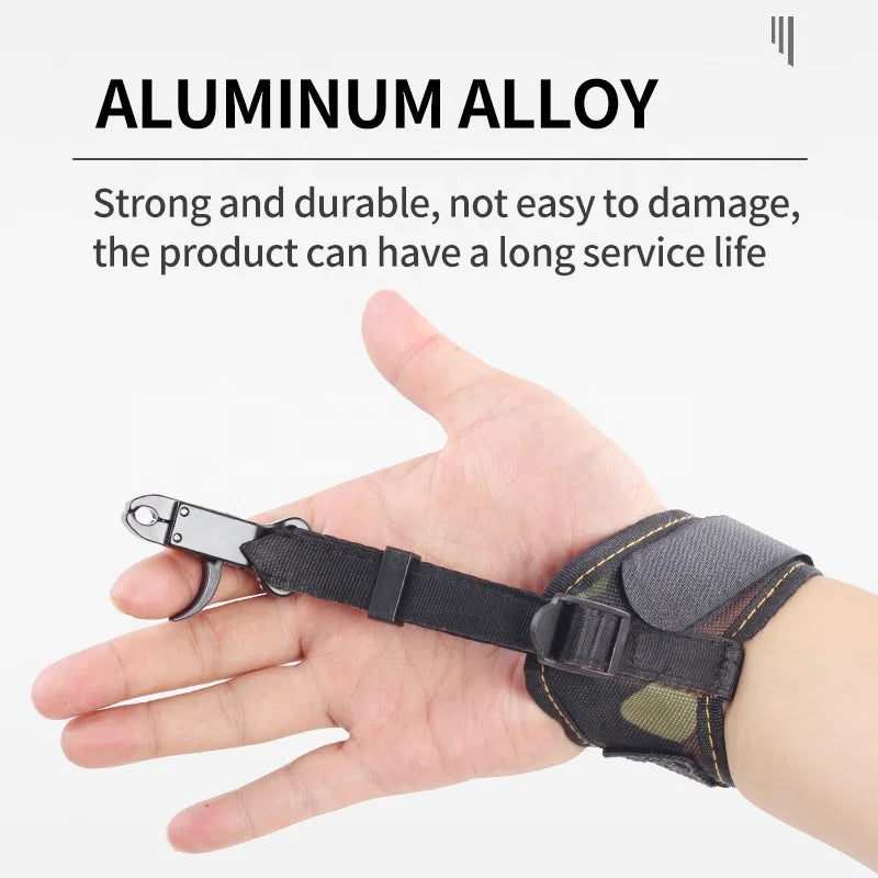 SPG Bow Release with Adjustable Wrist Strap – Metal Camo Design