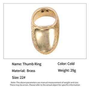 Tan SPG Brass Thumb Ring Finger Protector – Traditional Archery Guard with Carved Design (18mm/20mm/22mm Sizes) SPG