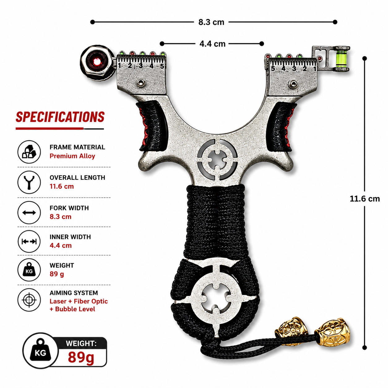 White Smoke Bullseye Premium Alloy Slingshot Combo Pack MARKSMAN