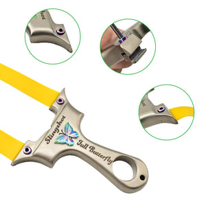 Rosy Brown Butterfly CNC Cut Stainless Steel Slingshot INDIAN SLINGSHOT