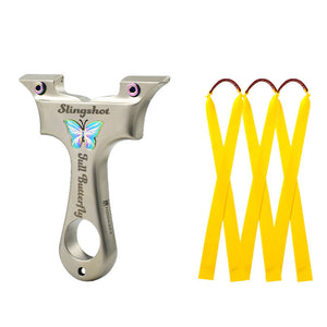 Gold Butterfly CNC Cut Stainless Steel Slingshot INDIAN SLINGSHOT