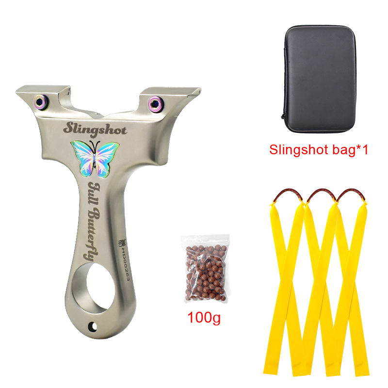 Gray Butterfly CNC Cut Stainless Steel Slingshot INDIAN SLINGSHOT