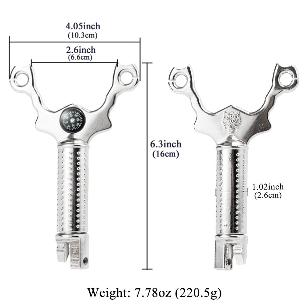 White Smoke COMPASS FANG High-Quality Alloy Metal Slingshot with Silver Finish INDIAN SLINGSHOT