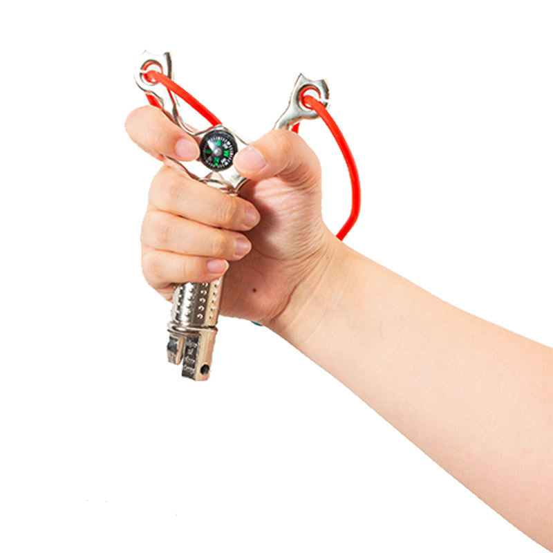 White Smoke COMPASS FANG High-Quality Alloy Metal Slingshot with Silver Finish INDIAN SLINGSHOT