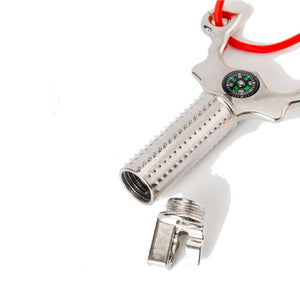 White Smoke COMPASS FANG High-Quality Alloy Metal Slingshot with Silver Finish INDIAN SLINGSHOT