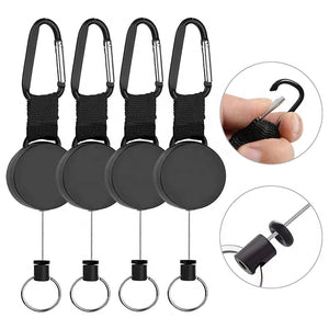 White Smoke Multi-Tool Carabiner Keychain Heavy Duty Badge Holder Steel Cable Clasp for Outdoor Use INDIAN SLINGSHOT