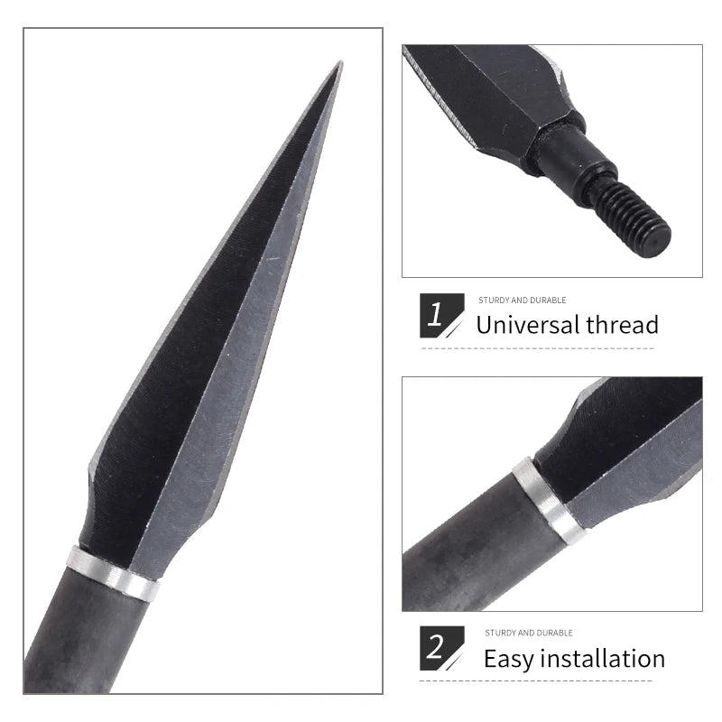 Dark Slate Gray SPG 120-Grain Carbon Steel Screw-In Arrow Tip — Black (Tapered Broadhead Style) SPG